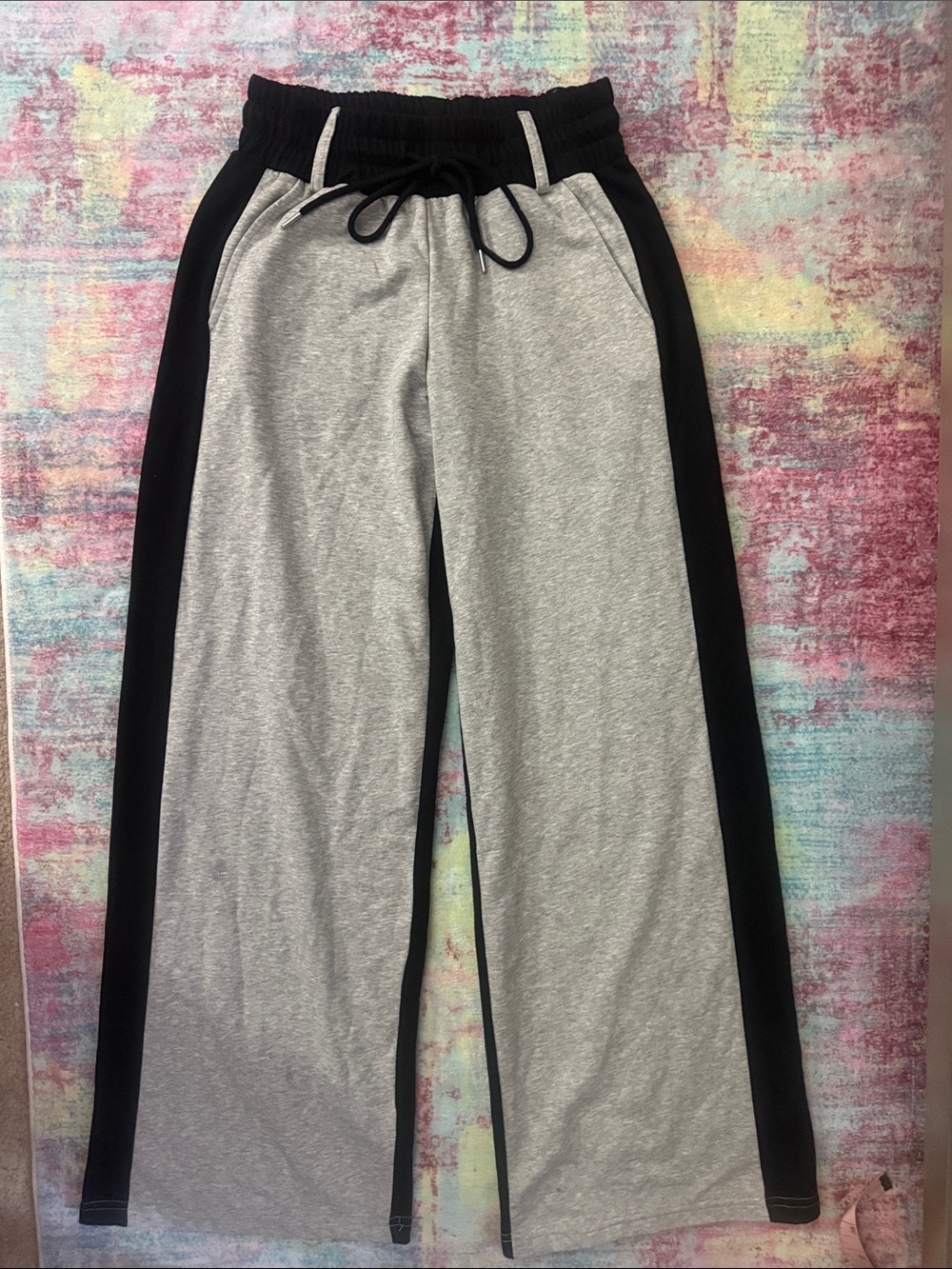 Fashion Nova Gray & Black Wide Leg Lounge Pants